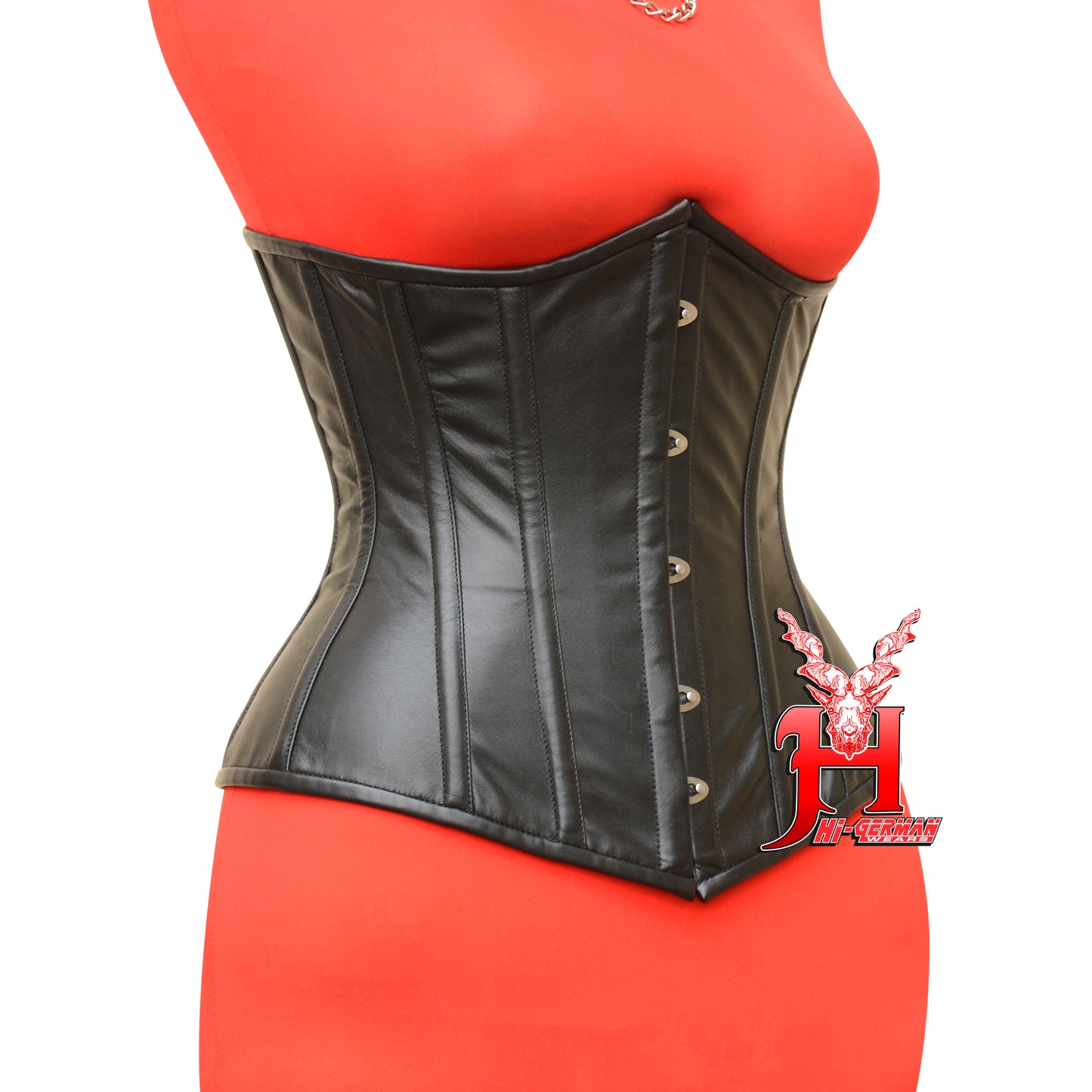 Women's Unterbrustkorsett Schwarz Leder Korsett Taillentraining Underbust Leather Corset