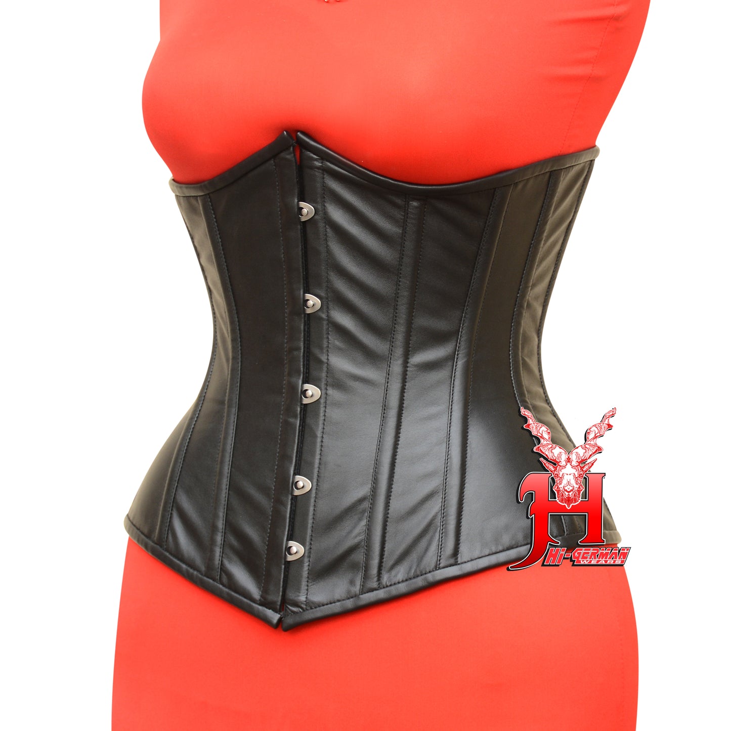 Women's Unterbrustkorsett Schwarz Leder Korsett Taillentraining Underbust Leather Corset