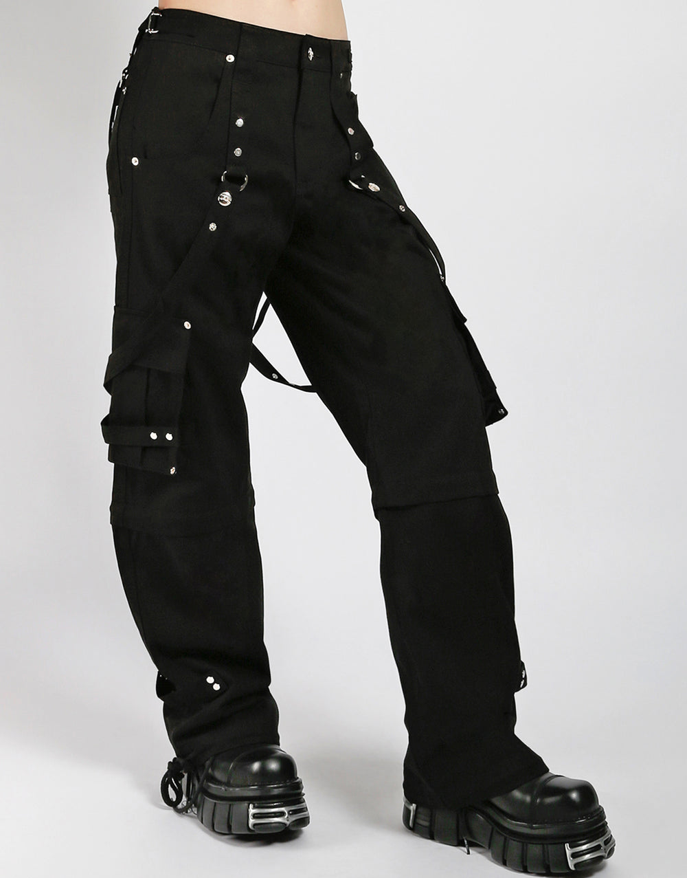 Gothic ZIP OFF Hose Schwarz – 2-in-1 Cargo Hose mit Reißverschluss & Trägern