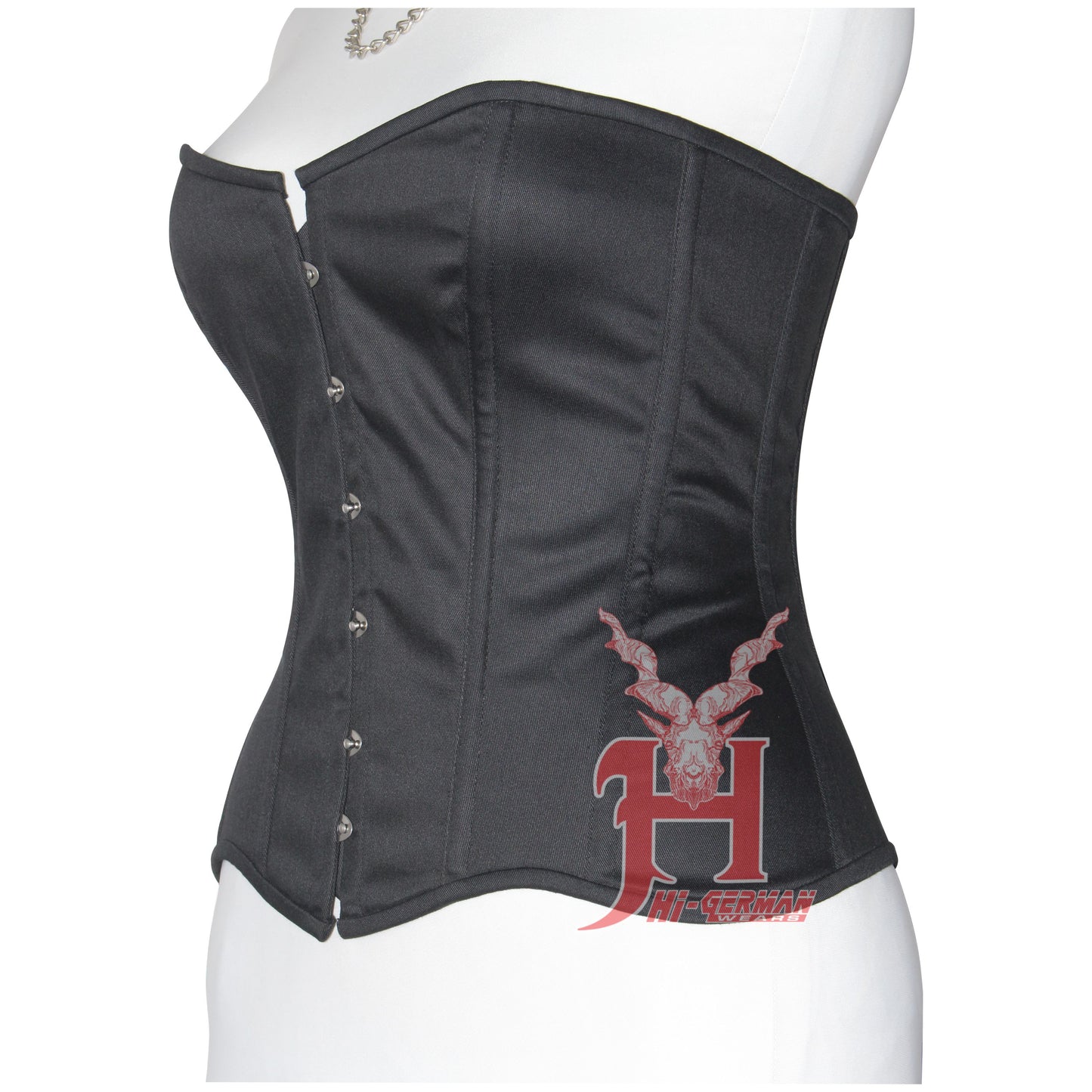 Handmade Women's Overbust corset Steel Boned Waist Training Gothic Black Cotton Corset Hi-107