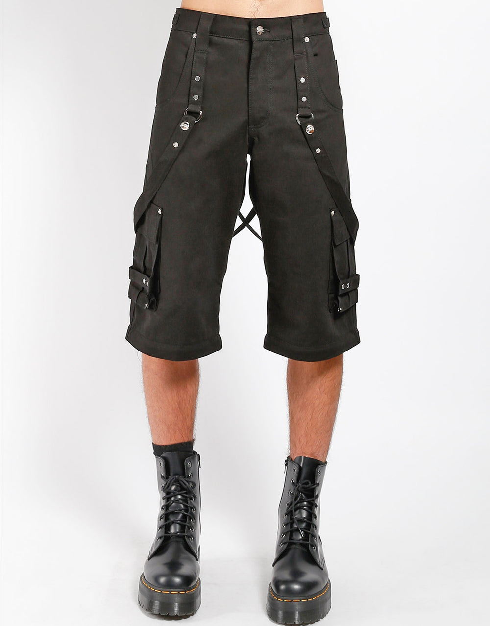 Gothic ZIP OFF Hose Schwarz – 2-in-1 Cargo Hose mit Reißverschluss & Trägern
