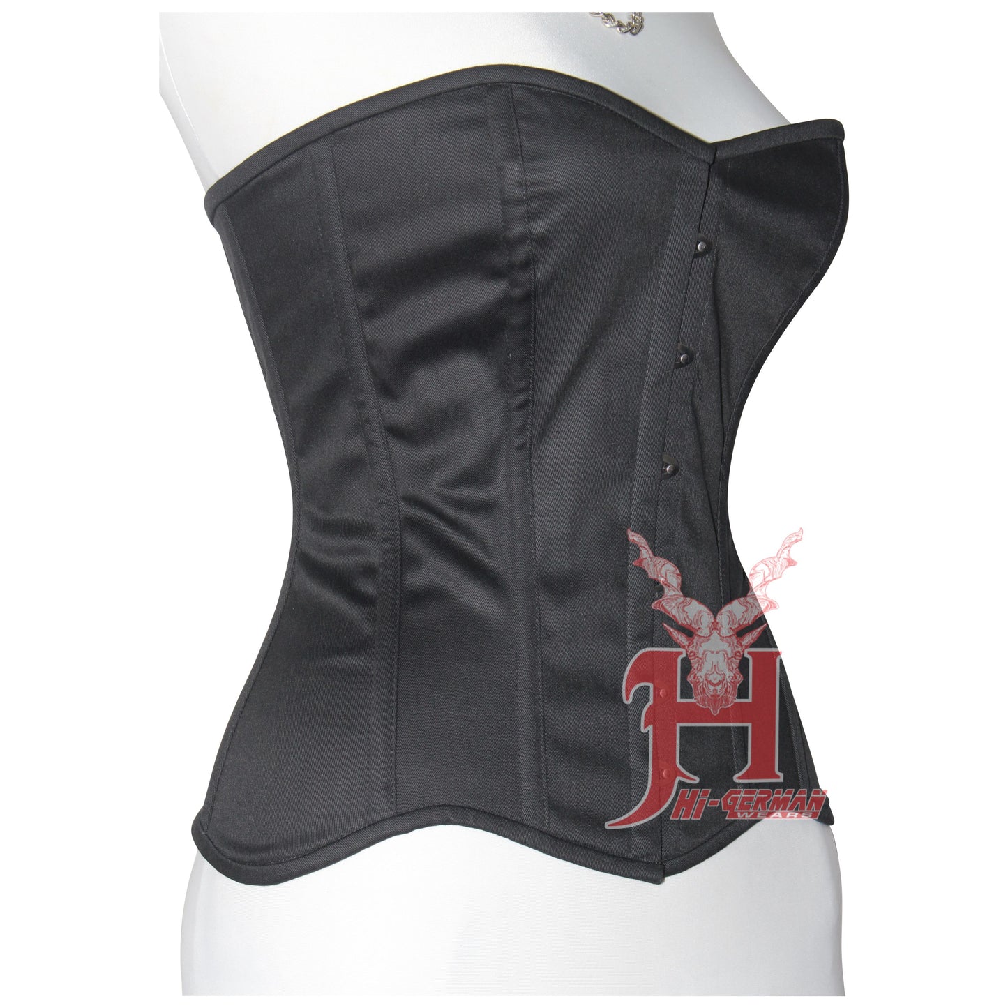 Handmade Women's Overbust corset Steel Boned Waist Training Gothic Black Cotton Corset Hi-107