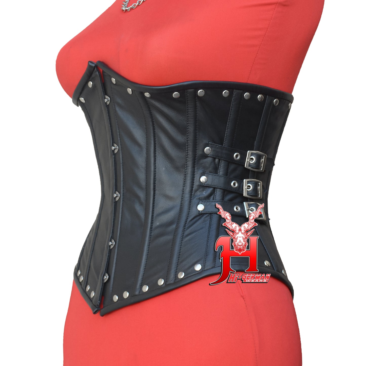 Women's Unterbrustkorsett Schwarz Leder Corsage Gothic Korsett Underbust Leather Corsets