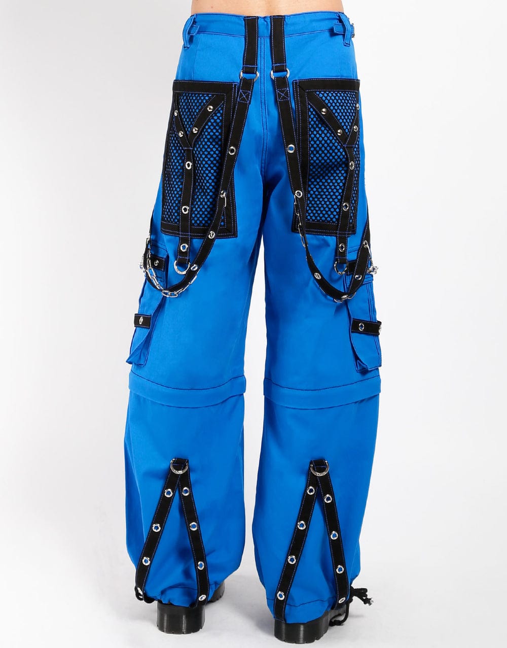 Gothic Blue & Black Cotton Chain cyber chain goth jeans punk rock pant trouser