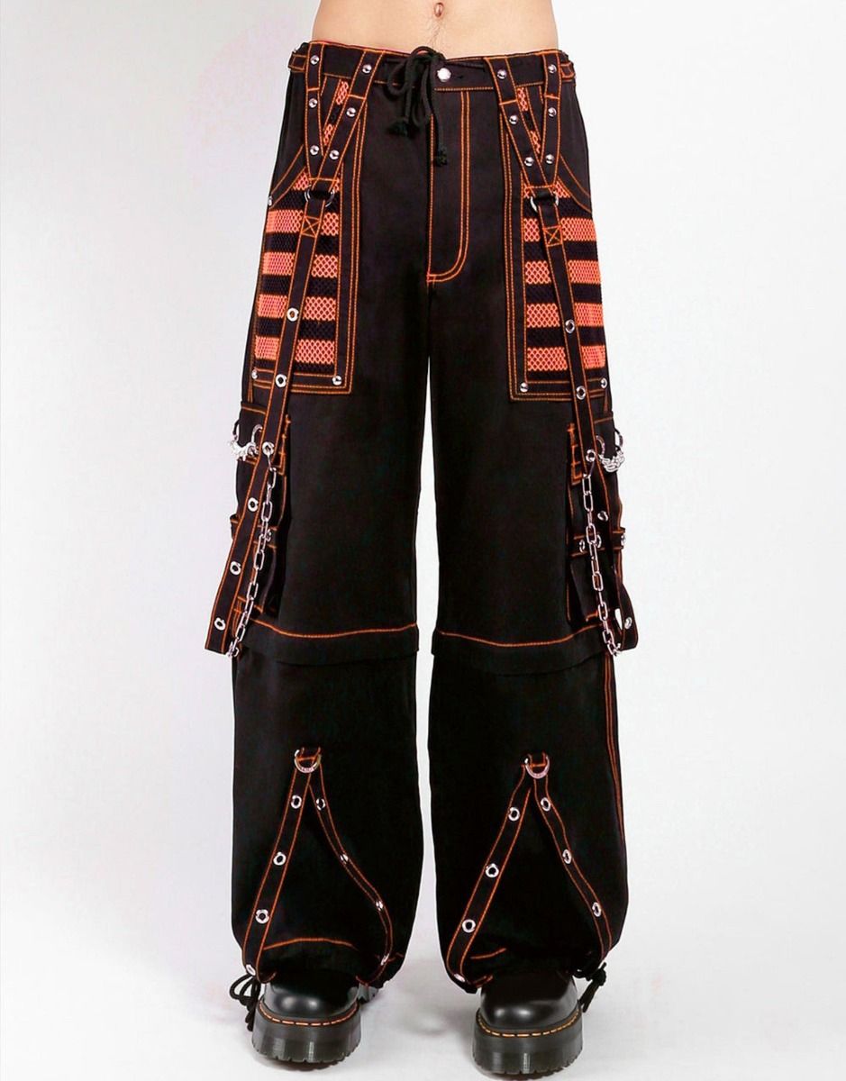 Zip-Off Hose Schwarz Orange – Ketten, Riemen, Ziernähte, Unisex Streetwear