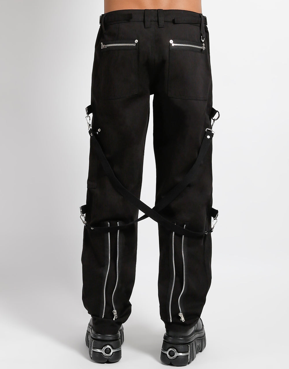 Gothic Techwear Hose Schwarz – D-Ringe Zipper Cargo Hose Unisex Streetwear