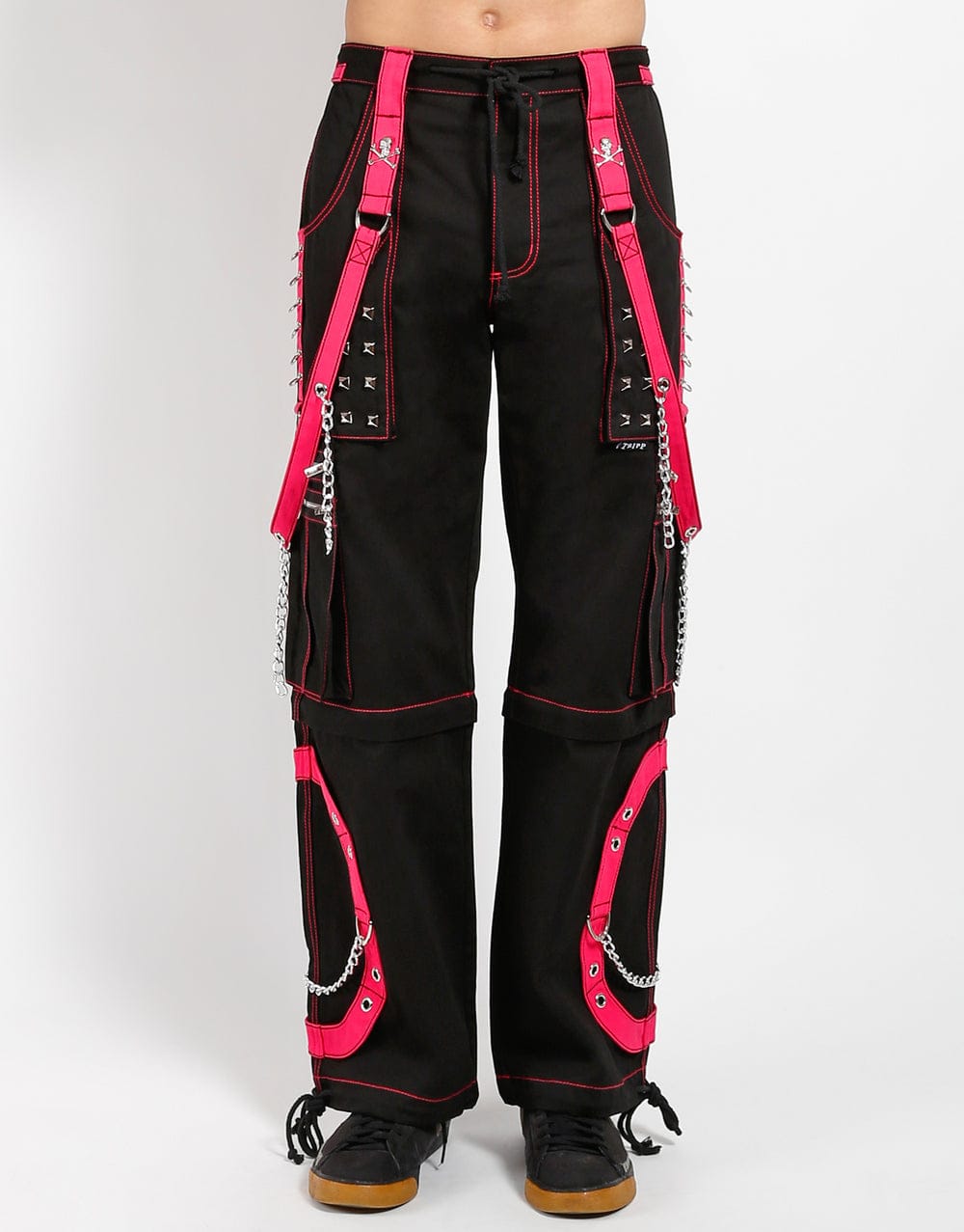 Men's Gothic Men's Step Chains Pants Hot Pink Straps, Men's fashion pants,