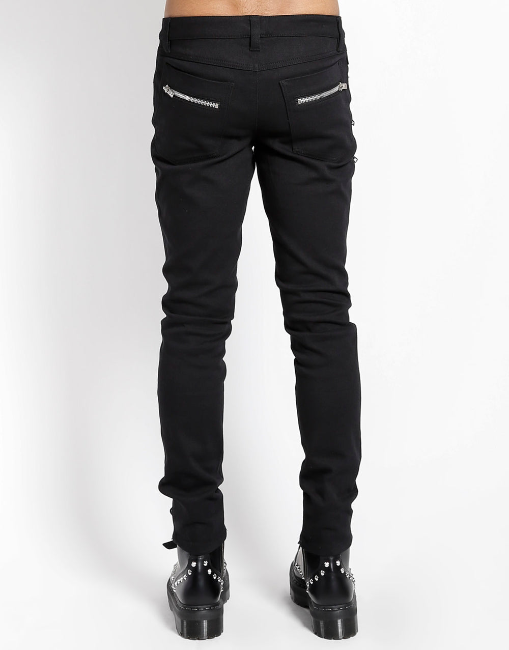 Gothic Biker Jeans – Slim Fit, Doppelreißverschlüsse, Stretch, Unisex