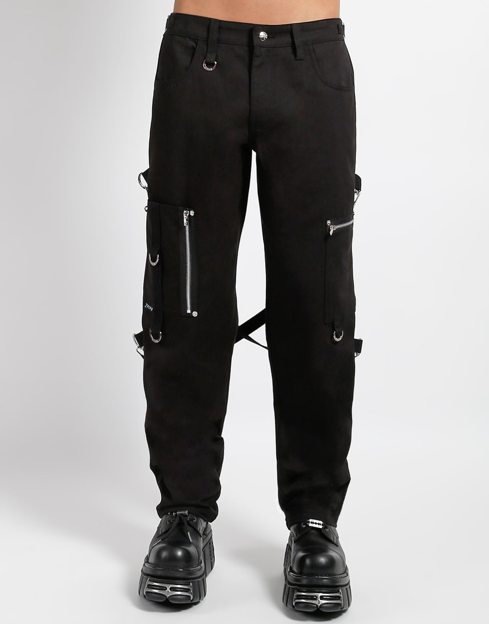Gothic Techwear Hose Schwarz – D-Ringe Zipper Cargo Hose Unisex Streetwear