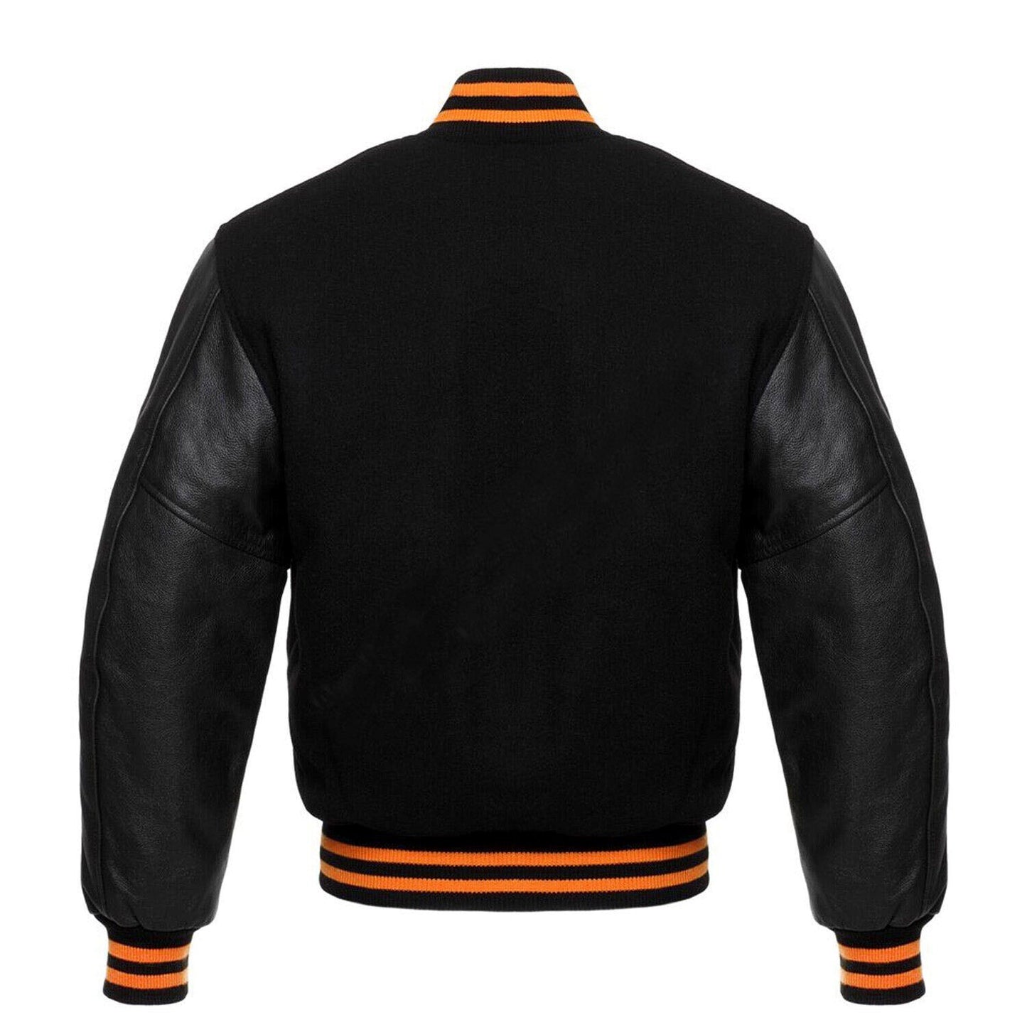 Varsity Letterman Baseball Black Wool Genuine Black Leather Sleeves Jacket XS ~7XL Varsity Men's Women's Kid's Letterman collage jackets Hi-238