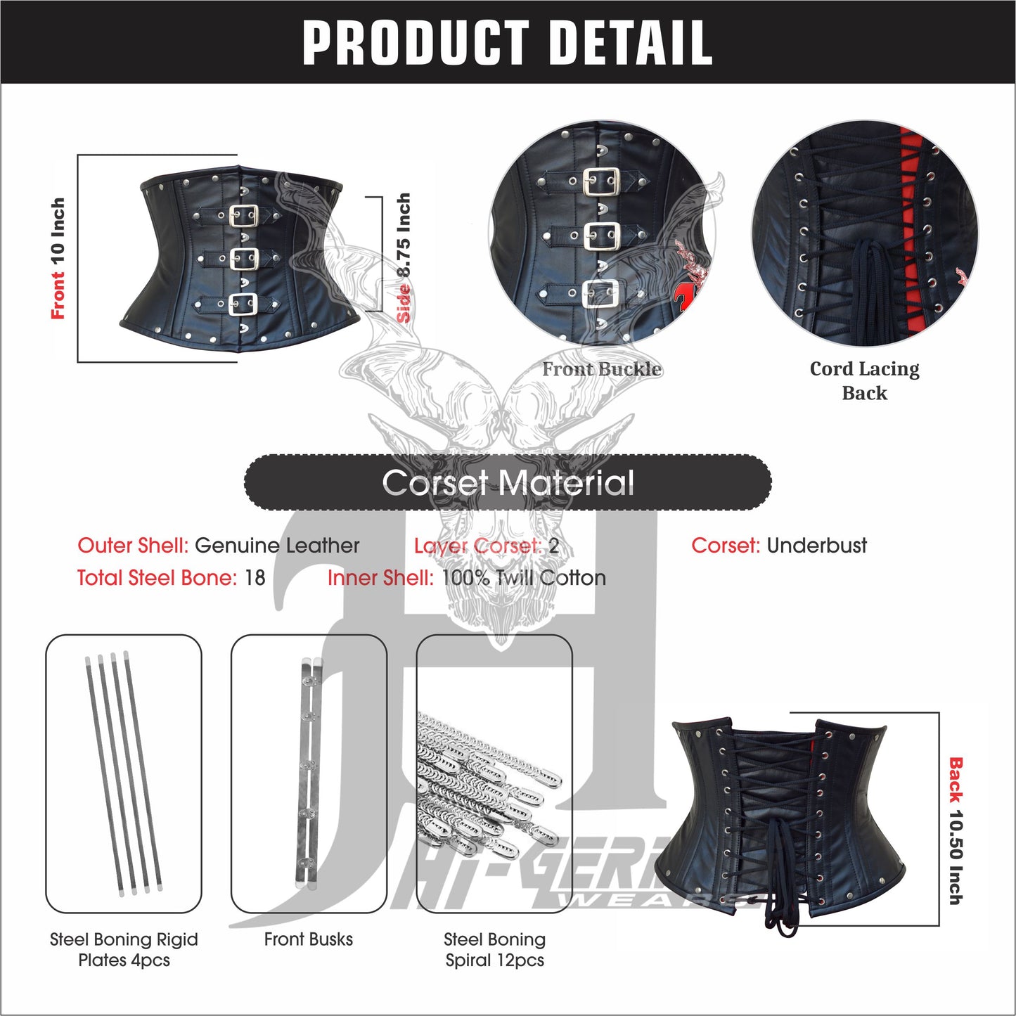 Women's Leder Taillenkorsett Schnür Korsett Schwarz Corsage Bodyshaper Gothic Corset
