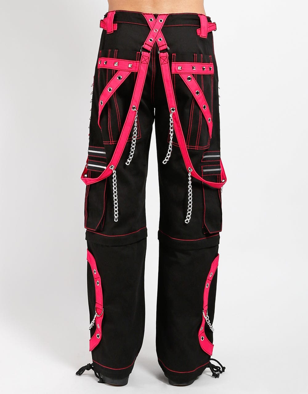 Men's Gothic Men's Step Chains Pants Hot Pink Straps, Men's fashion pants,