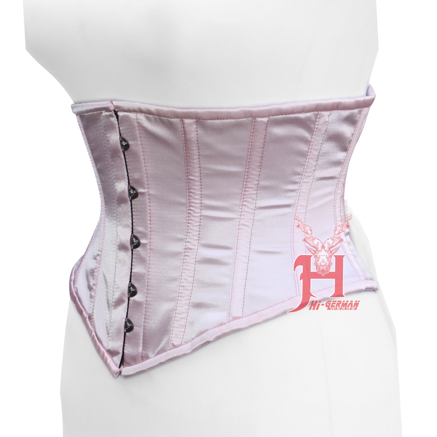 Pink Satin underbust corset Curve Waspie Steel boned Waist Trainer Hi-127 Satin Black Underbust Corset Laced Corset Corset