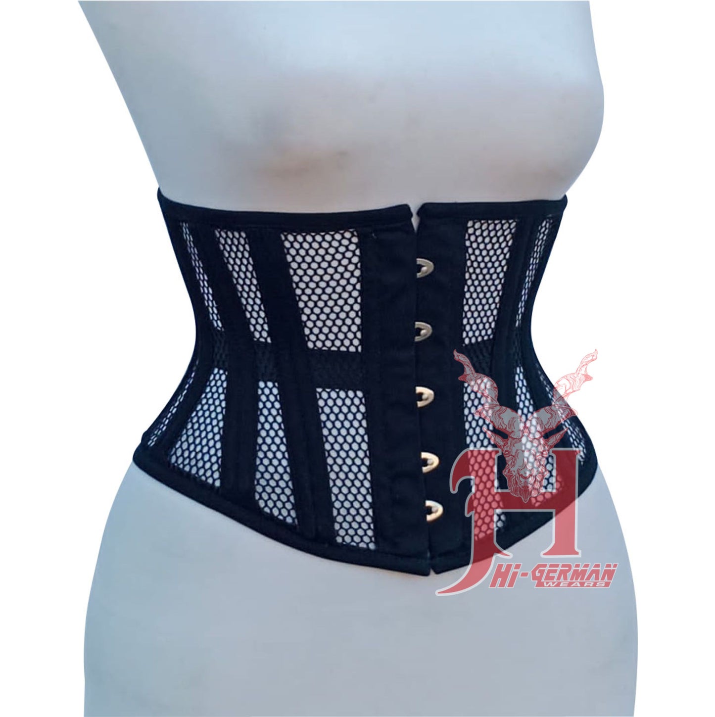 Handmade Women Underbust Black Cotton Mesh Steel Boned Truly Waist Trainer Body Shaper Corsets Hi-142 underbust corset corsage