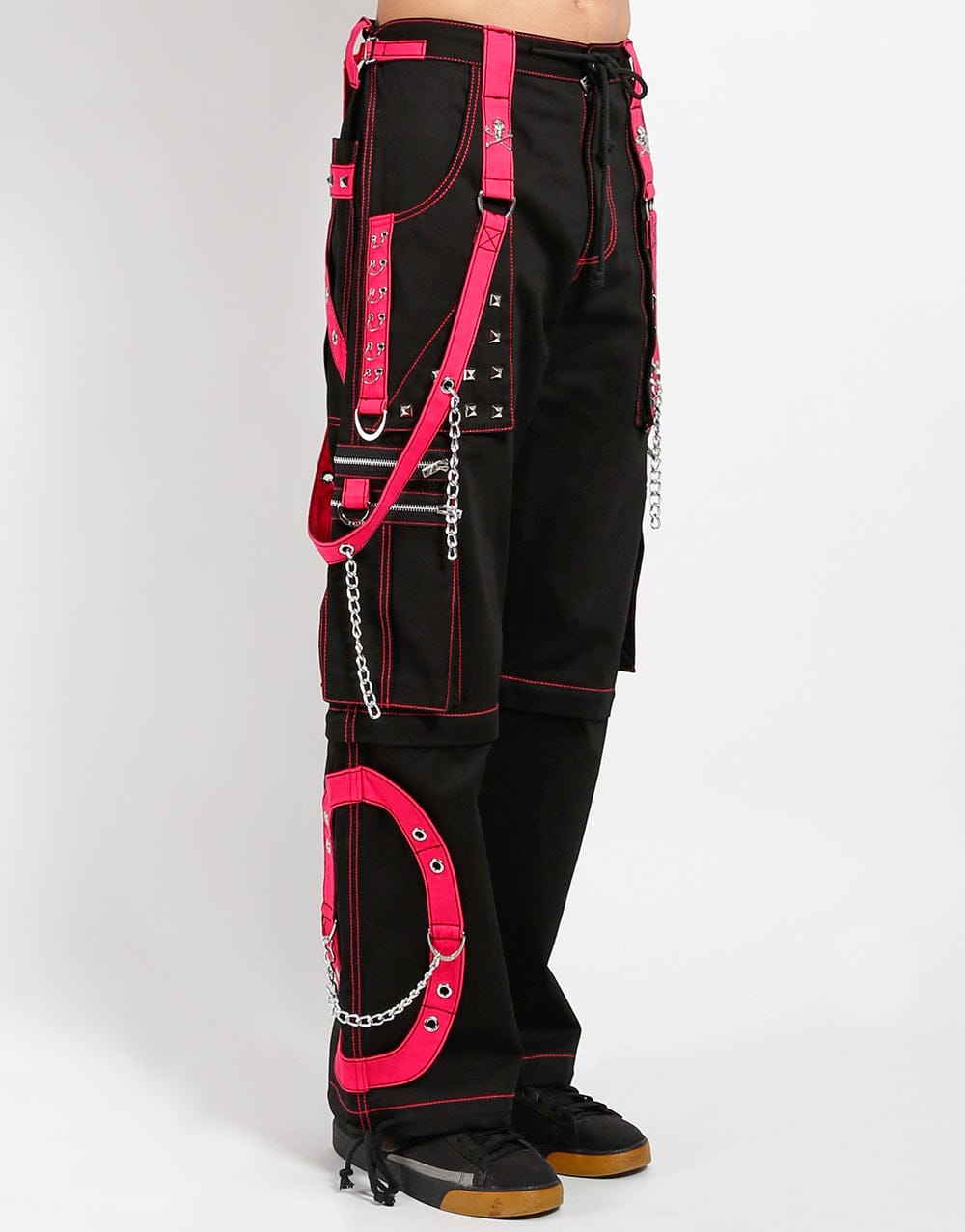 Men's Gothic Men's Step Chains Pants Hot Pink Straps, Men's fashion pants,