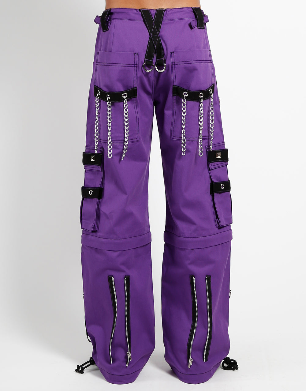 Men's Gothic Purple Cotton Gothic Dark Cuff Pants, Men's Fashion Gothic Pants