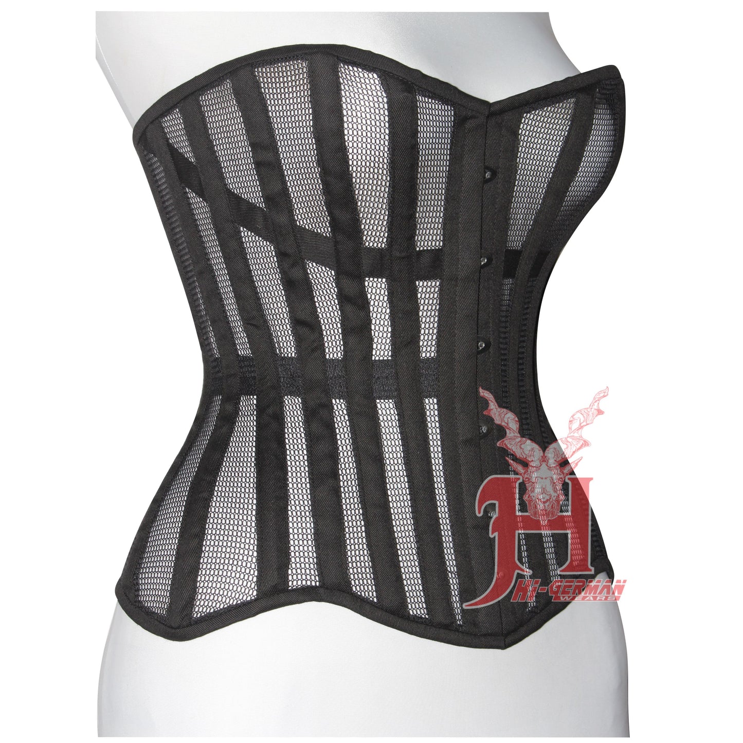 Handmade Women Black Mesh Cotton Overbust Steel Boned Waist Trainer Corsets Hi-109