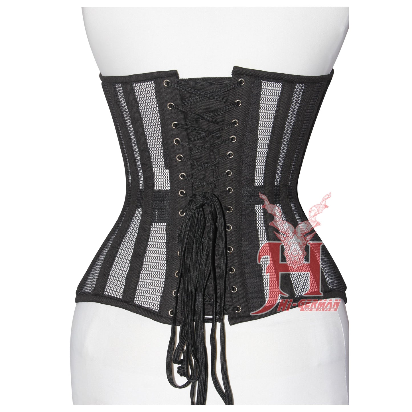 Handmade Women Black Mesh Cotton Overbust Steel Boned Waist Trainer Corsets Hi-109