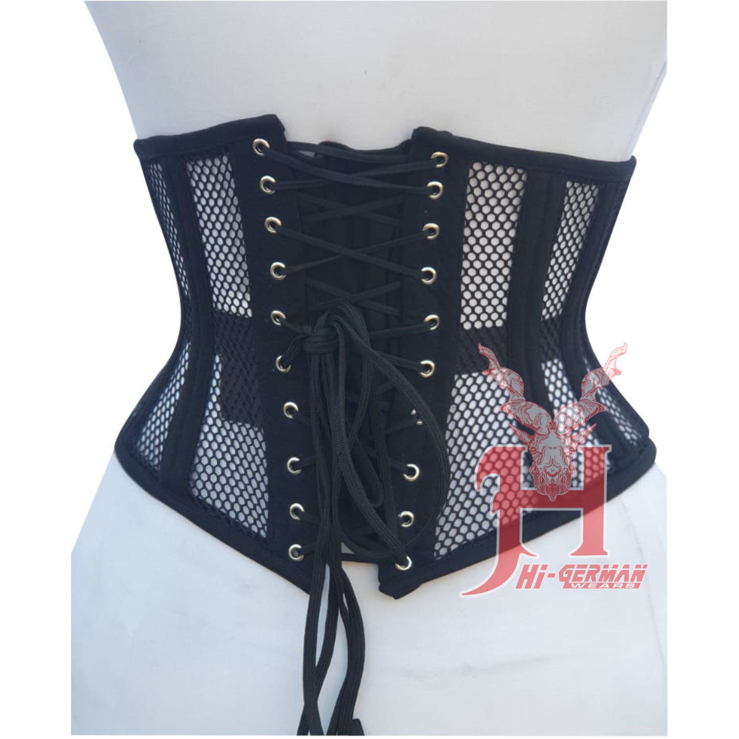 Handmade Women Underbust Black Cotton Mesh Steel Boned Truly Waist Trainer Body Shaper Corsets Hi-142 underbust corset corsage