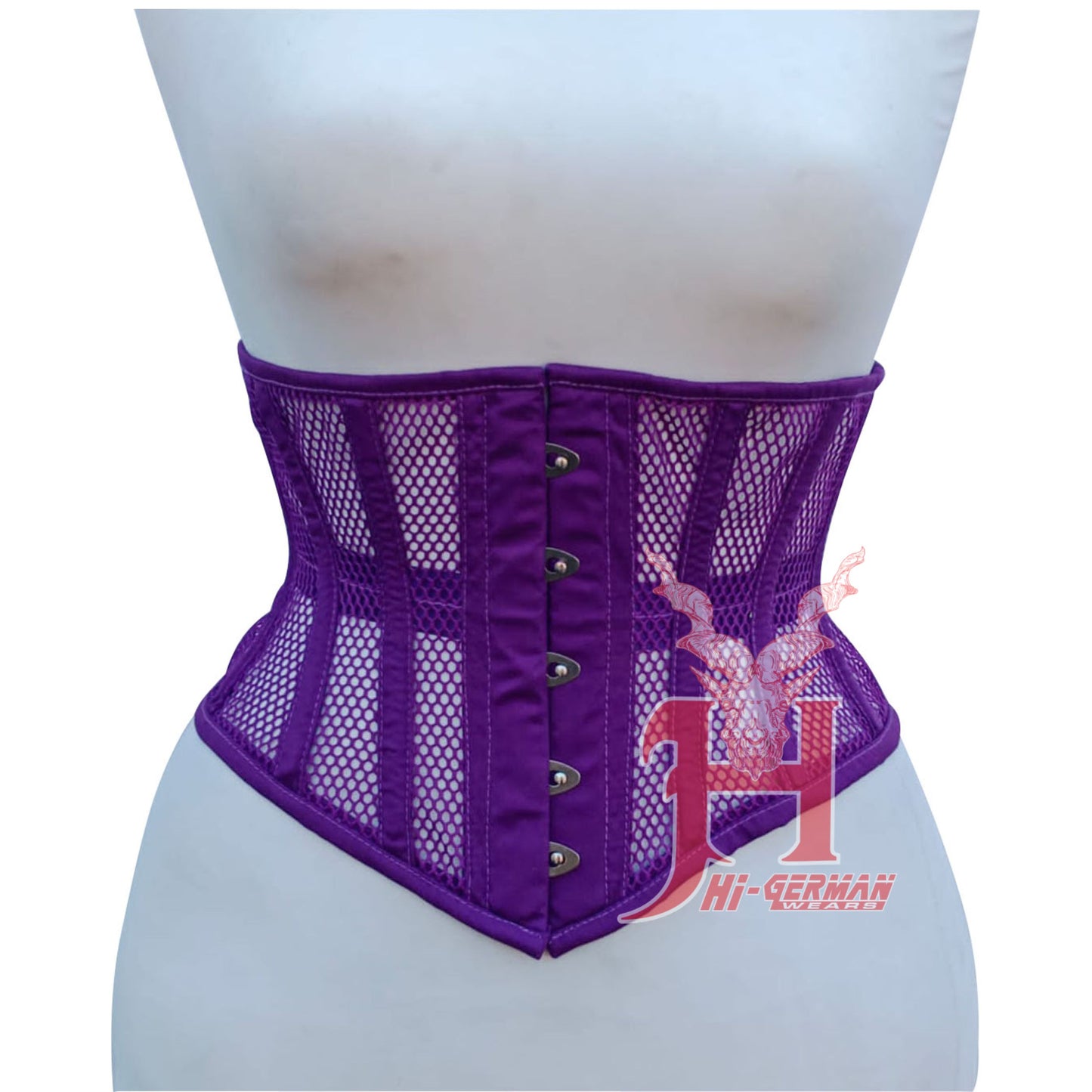 Handmade Women's Underbust Purple Mesh Cotton Steel Boned Truly Waist Trainer Corsets Hi-131