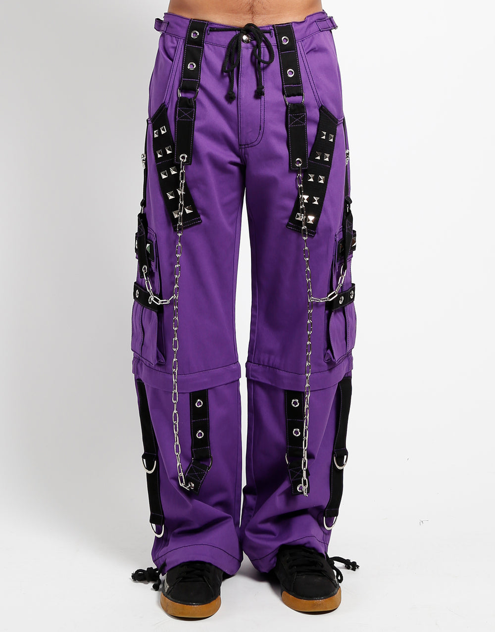 Men's Gothic Purple Cotton Gothic Dark Cuff Pants, Men's Fashion Gothic Pants