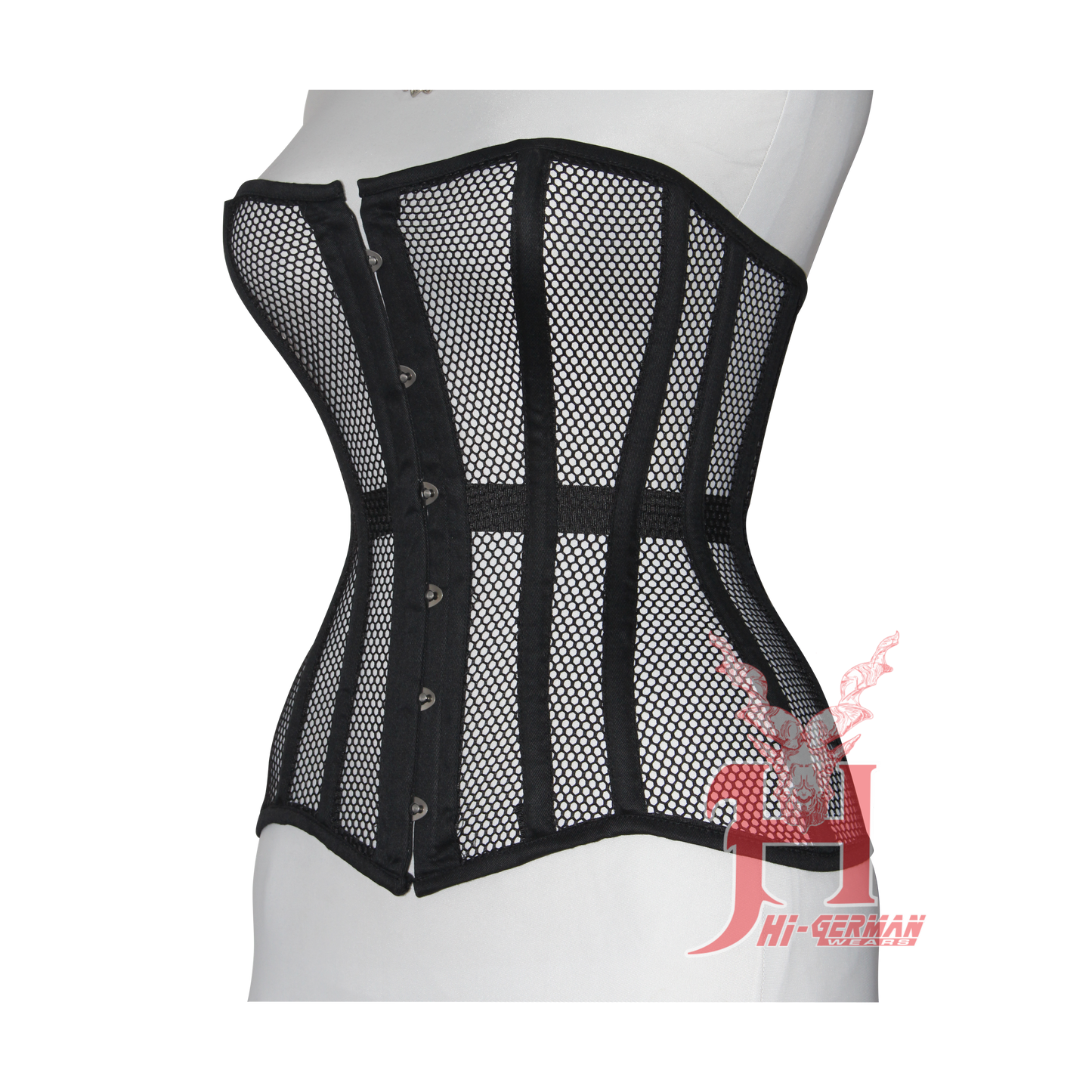 Handmade Women Black Mesh Cotton Overbust Steel Boned Waist Trainer Corsets Hi-25