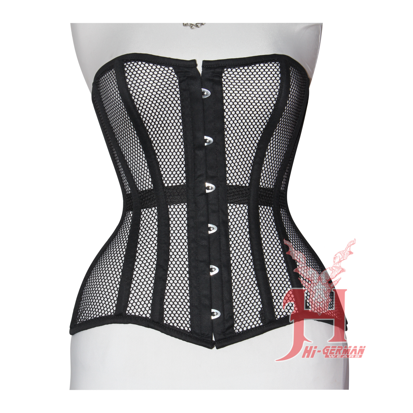 Handmade Women Black Mesh Cotton Overbust Steel Boned Waist Trainer Corsets Hi-25