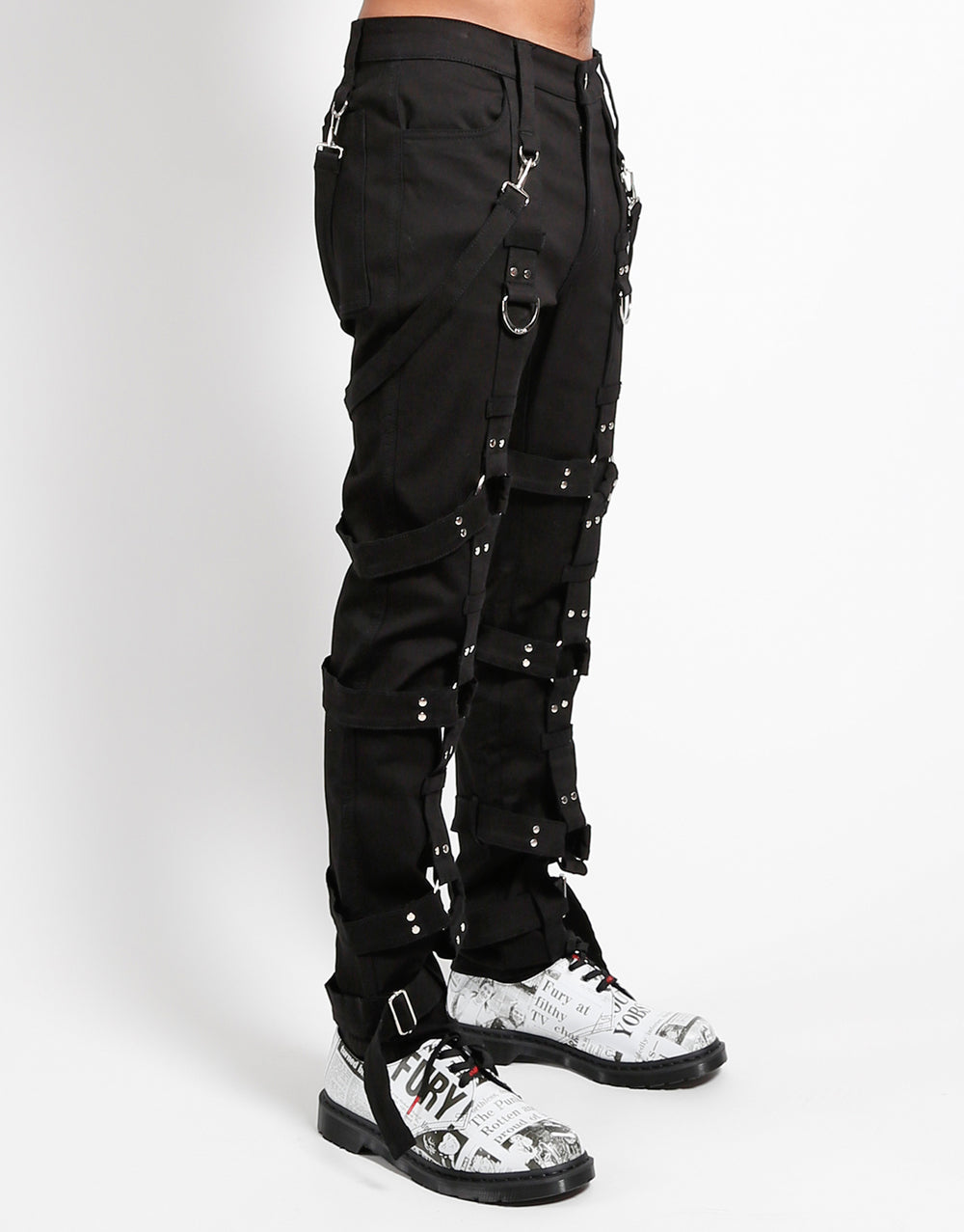 Gothic Hose Schwarz – Riemen, D-Ringe, Zipper, Slim Fit, Unisex Streetwear