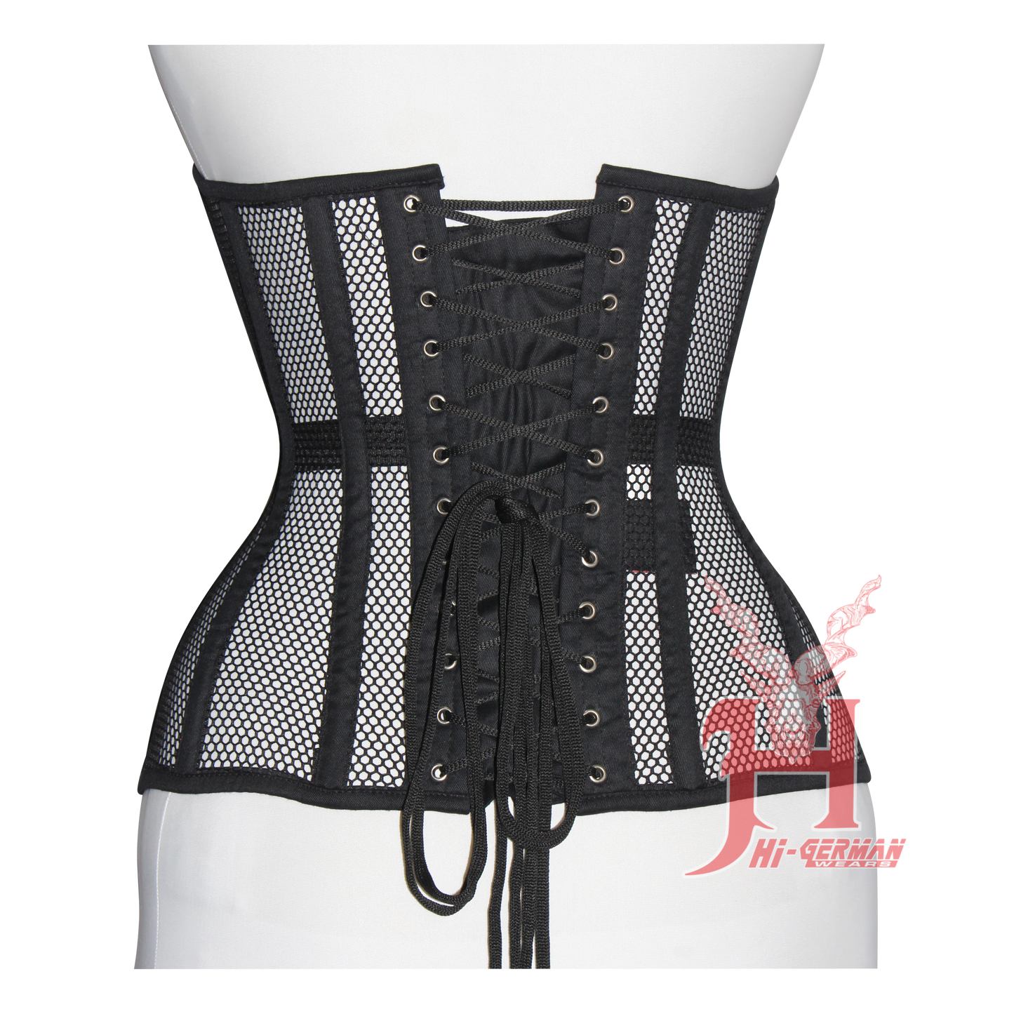 Handmade Women Black Mesh Cotton Overbust Steel Boned Waist Trainer Corsets Hi-25