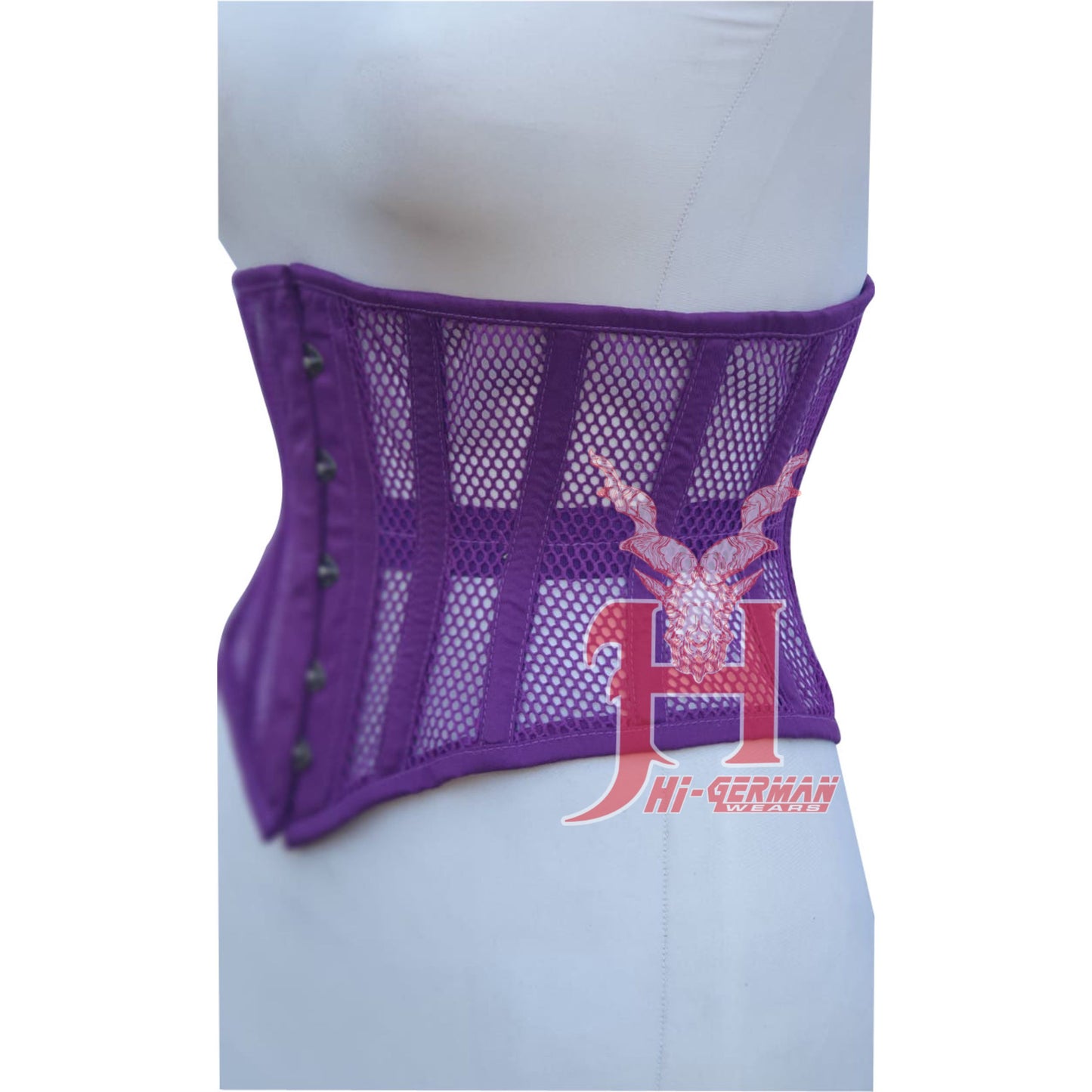 Handmade Women's Underbust Purple Mesh Cotton Steel Boned Truly Waist Trainer Corsets Hi-131