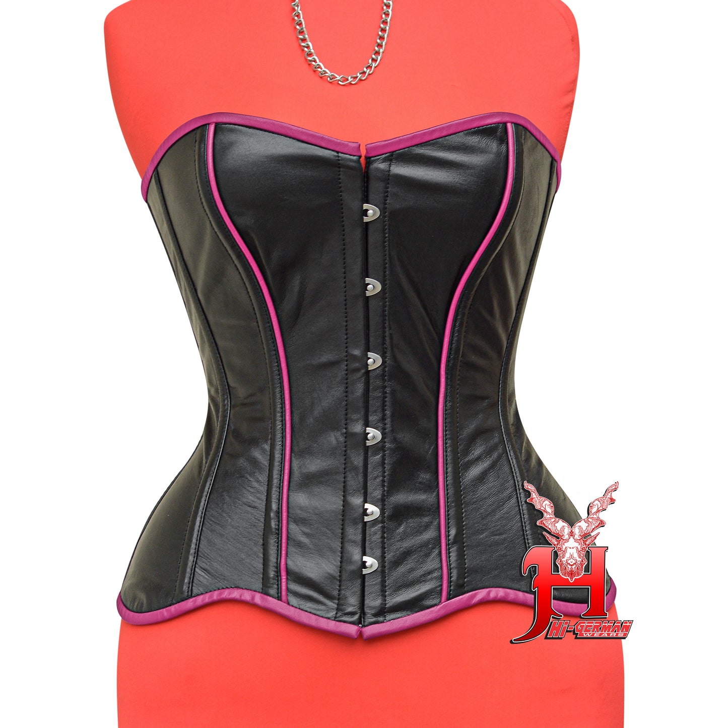 Full Bust Leather Corset Top Damen – Schwarze Vollbrust Corsage Gothic Overbust Leder Korsett