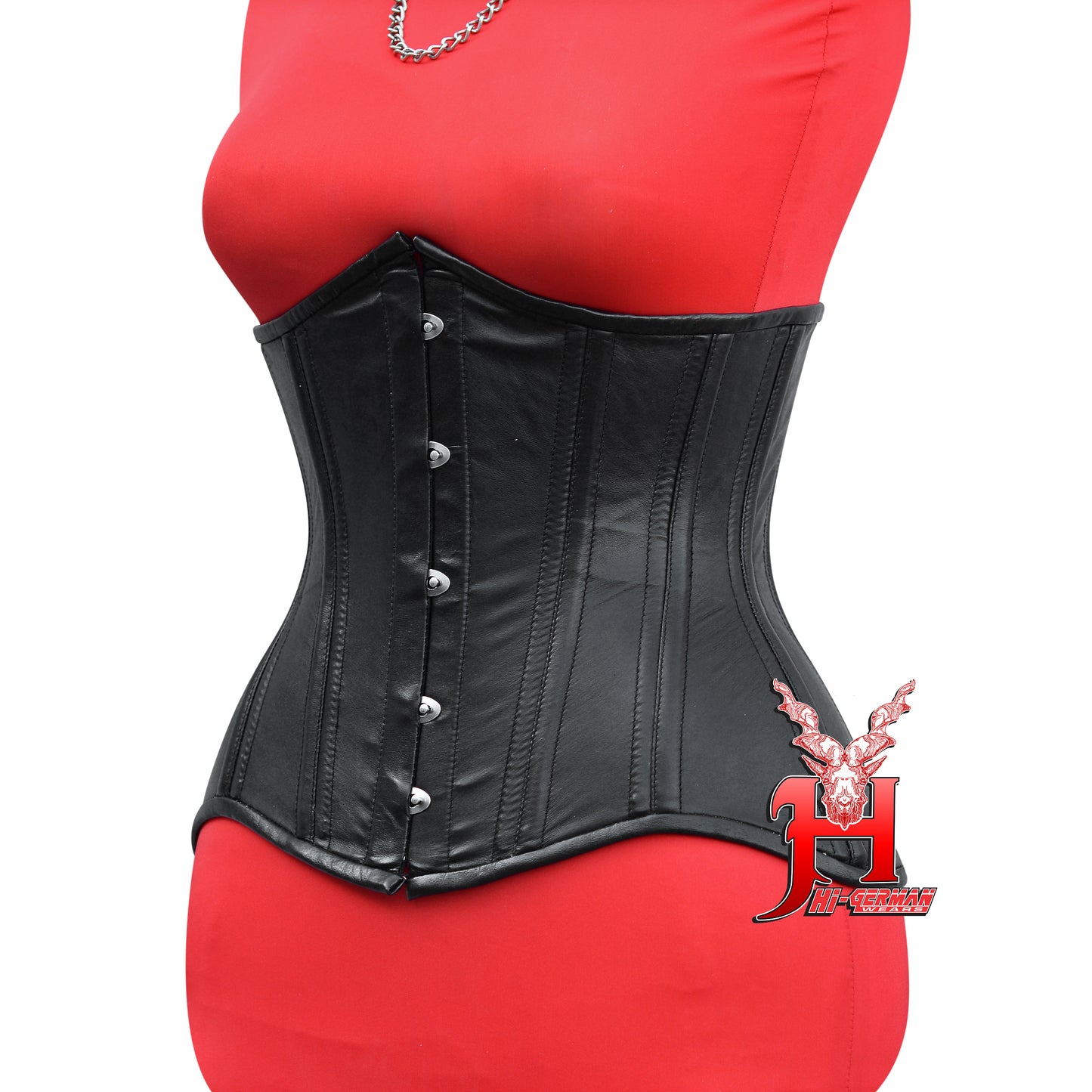 Women's Unterbrustkorsett Schwarz Leder Corsage Gothic Korsett Underbust Leather Corsets