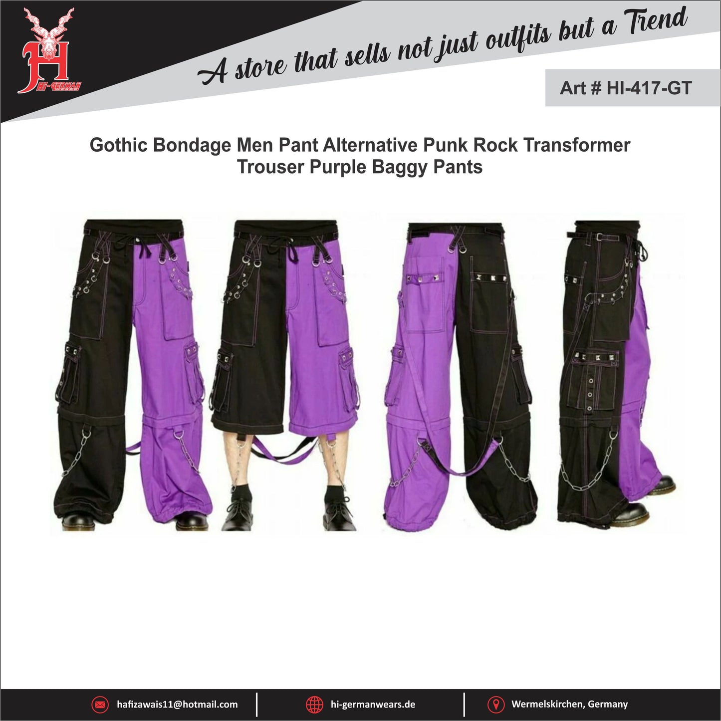 Gothic pant Alternative Punk Rock Transformer Trouser Purple black Baggy Pants