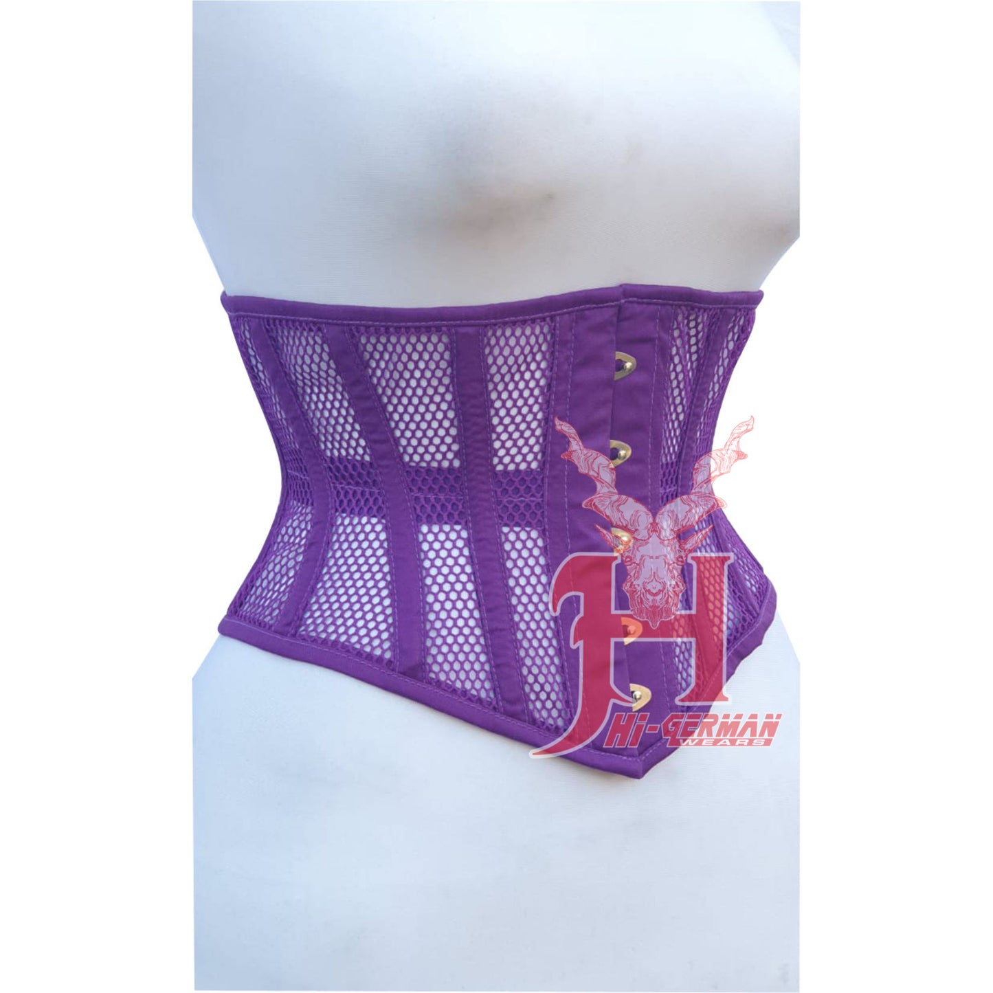 Handmade Women's Underbust Purple Mesh Cotton Steel Boned Truly Waist Trainer Corsets Hi-131