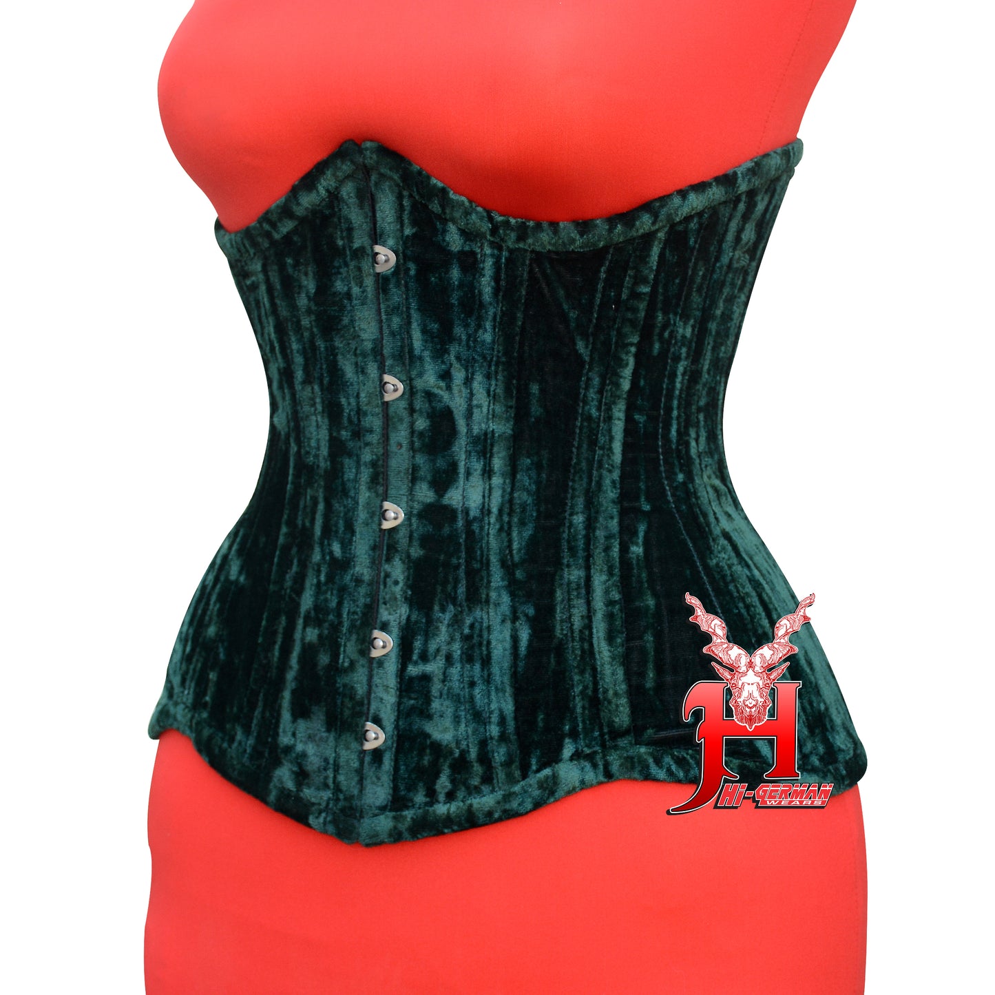 Women's Green Velvet Underbust corsets Double Steel Boned Waist Trainer christmas corset