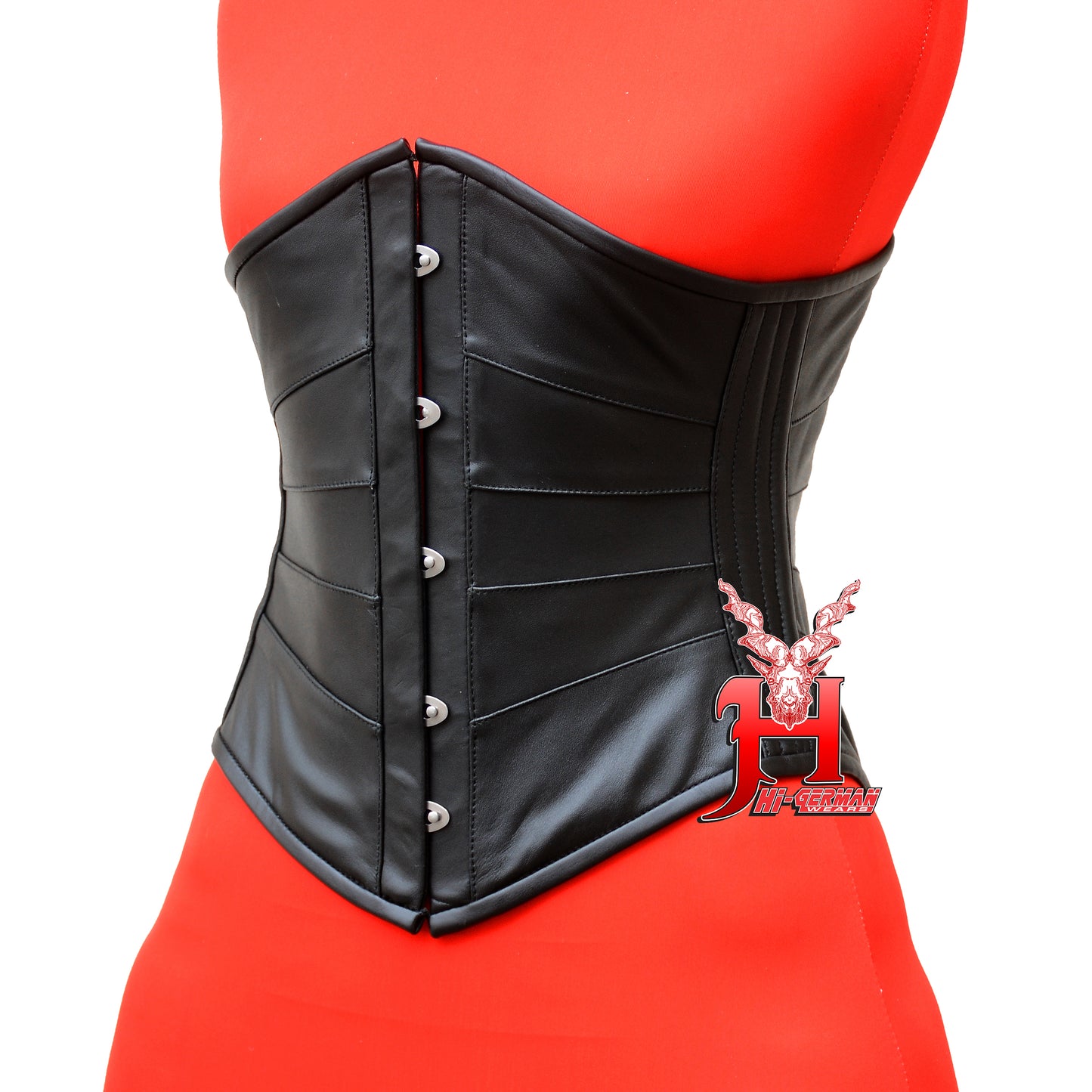 Women's Underbust Corset Black Leather Corset Waist Training Underbust Leather Corset