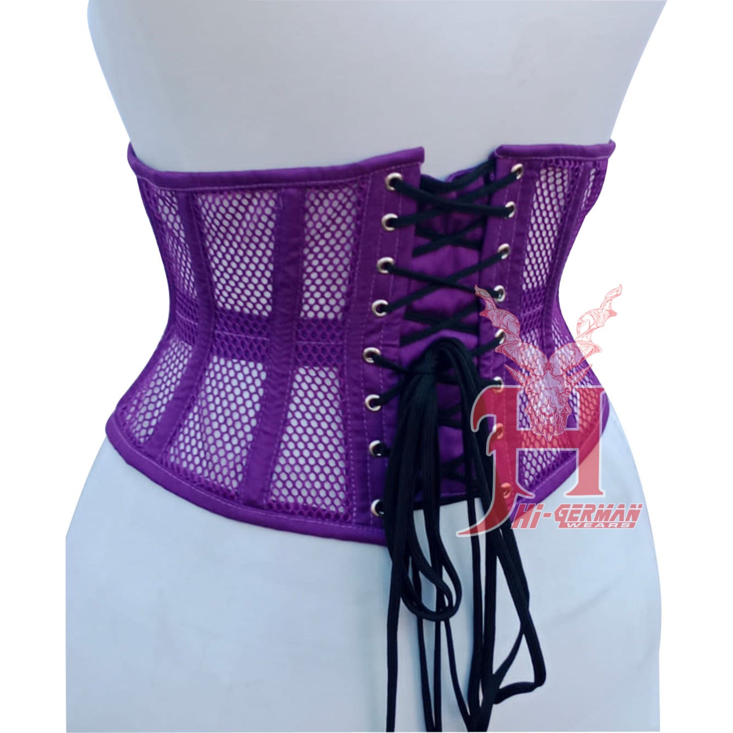 Handmade Women's Underbust Purple Mesh Cotton Steel Boned Truly Waist Trainer Corsets Hi-131