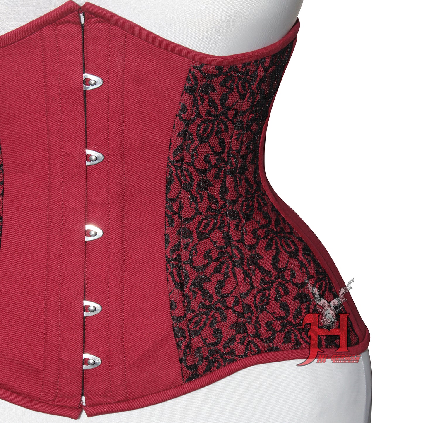 Women's maroon Cotton Underbust corsets Steel Boned Waist Trainer Black Cotton Corset Hi-126 Black cotton corset