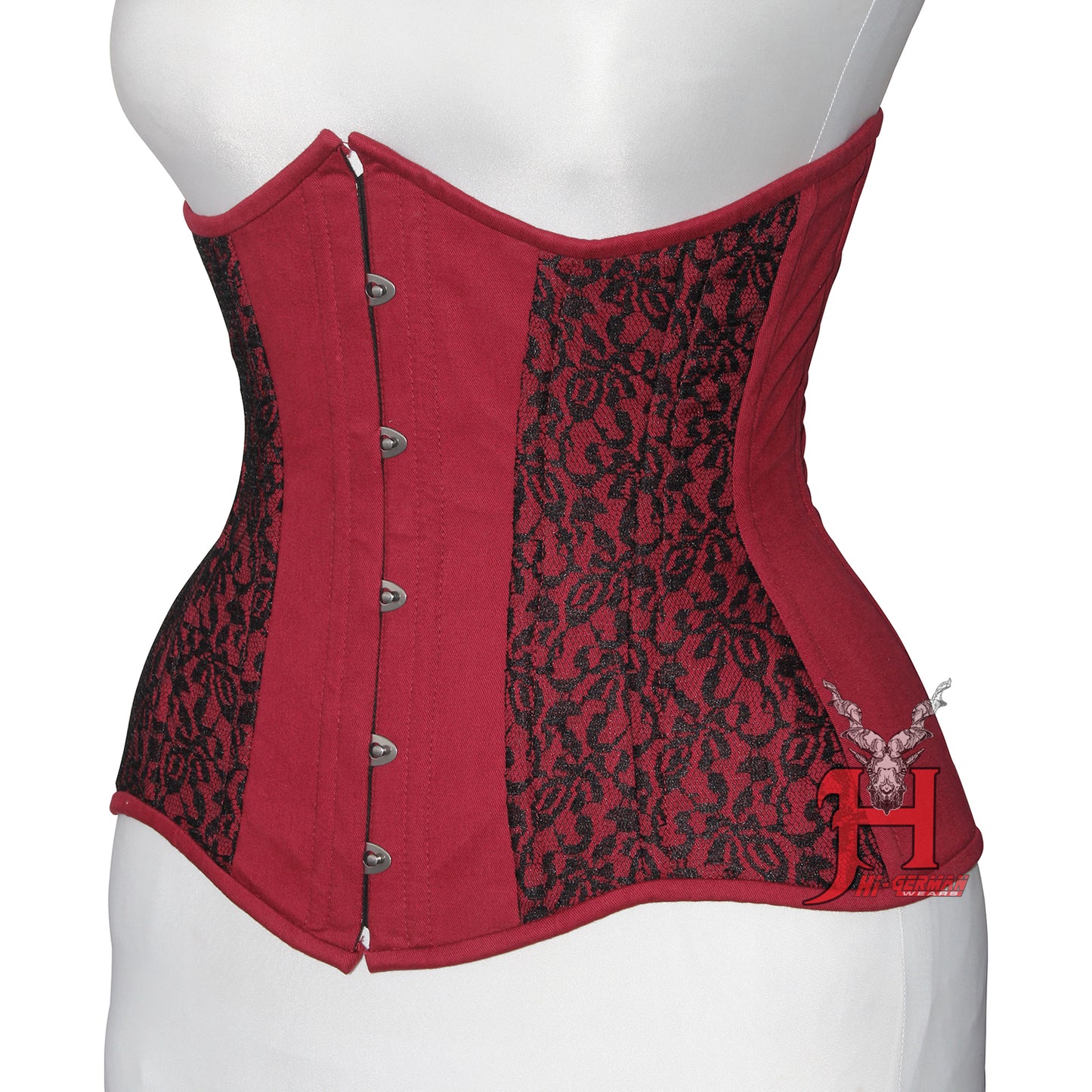 Women's maroon Cotton Underbust corsets Steel Boned Waist Trainer Black Cotton Corset Hi-126 Black cotton corset