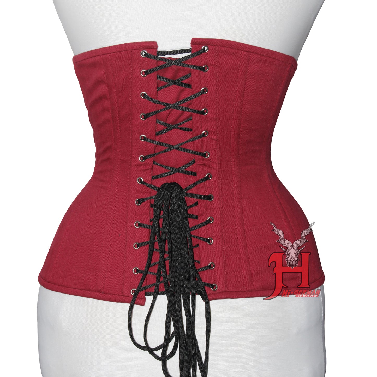 Women's maroon Cotton Underbust corsets Steel Boned Waist Trainer Black Cotton Corset Hi-126 Black cotton corset