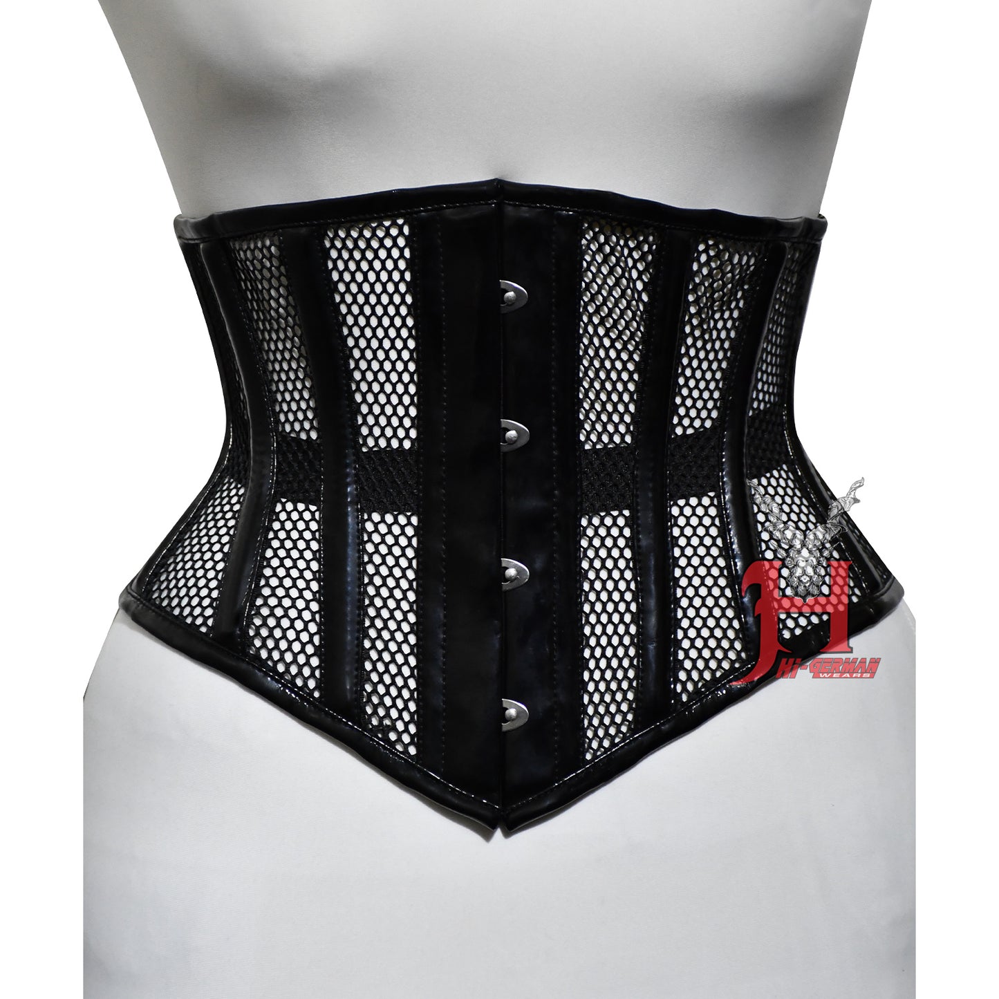 Handmade Women Black PVC Mesh Underbust Corsets Steel Boned Truly Waist Trainer Corset Hi-129