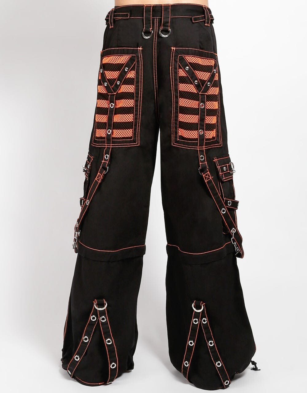 Zip-Off Hose Schwarz Orange – Ketten, Riemen, Ziernähte, Unisex Streetwear