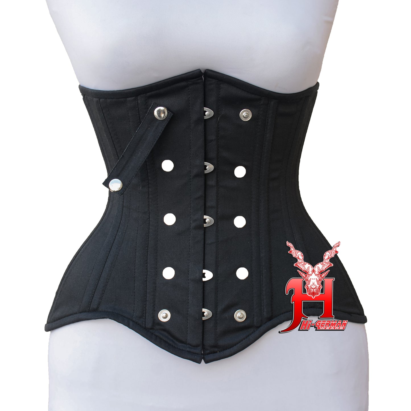 Women’s Underbust Schwarzes Cotton Steel Boned Korsett