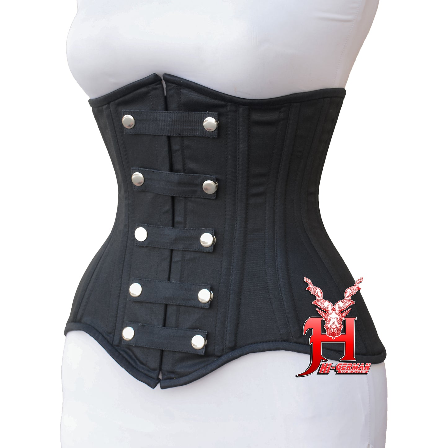 Women’s Underbust Schwarzes Cotton Steel Boned Korsett
