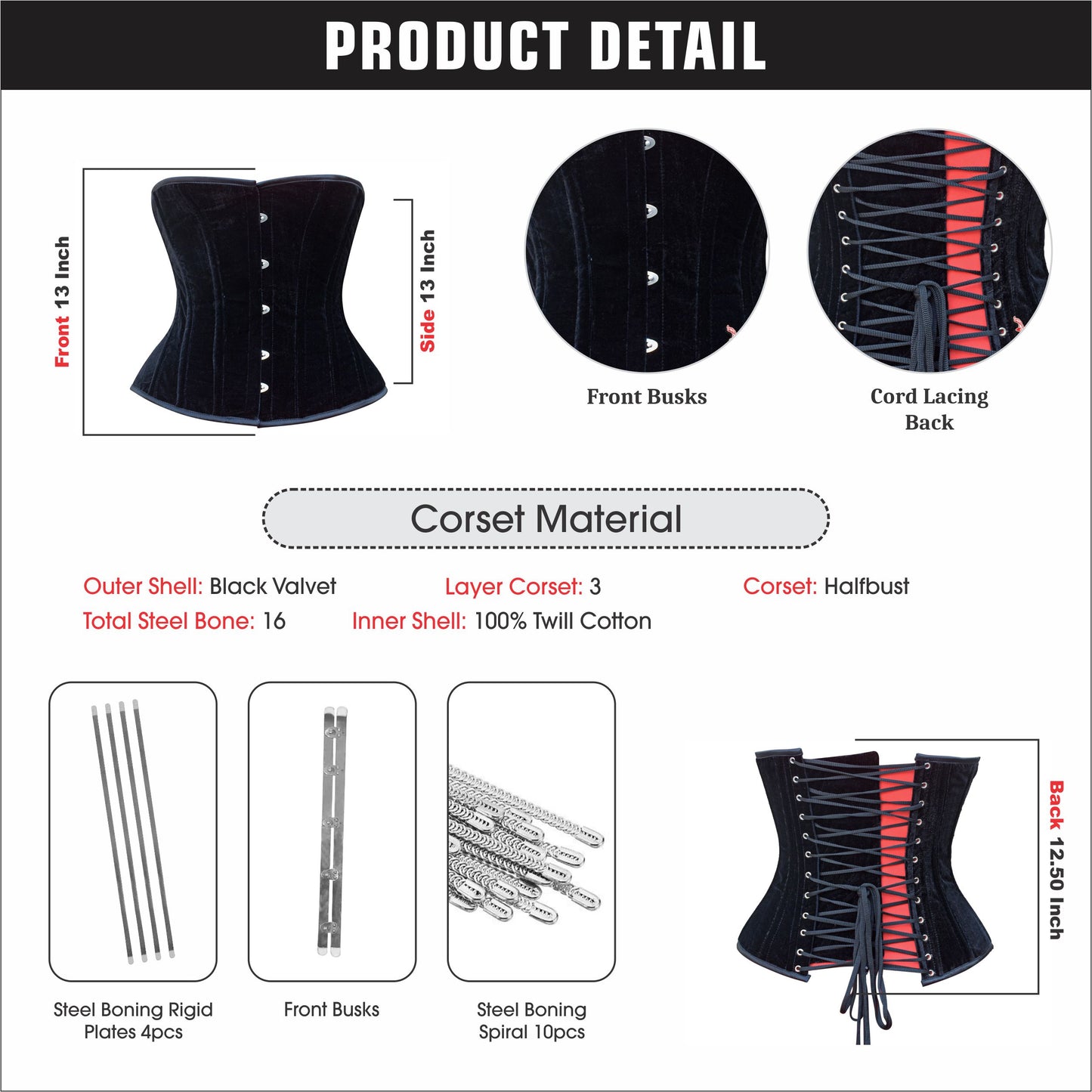 Heavy Duty Steel Boned Half Bust Black Velvet Corset – Extreme Waist Trainer