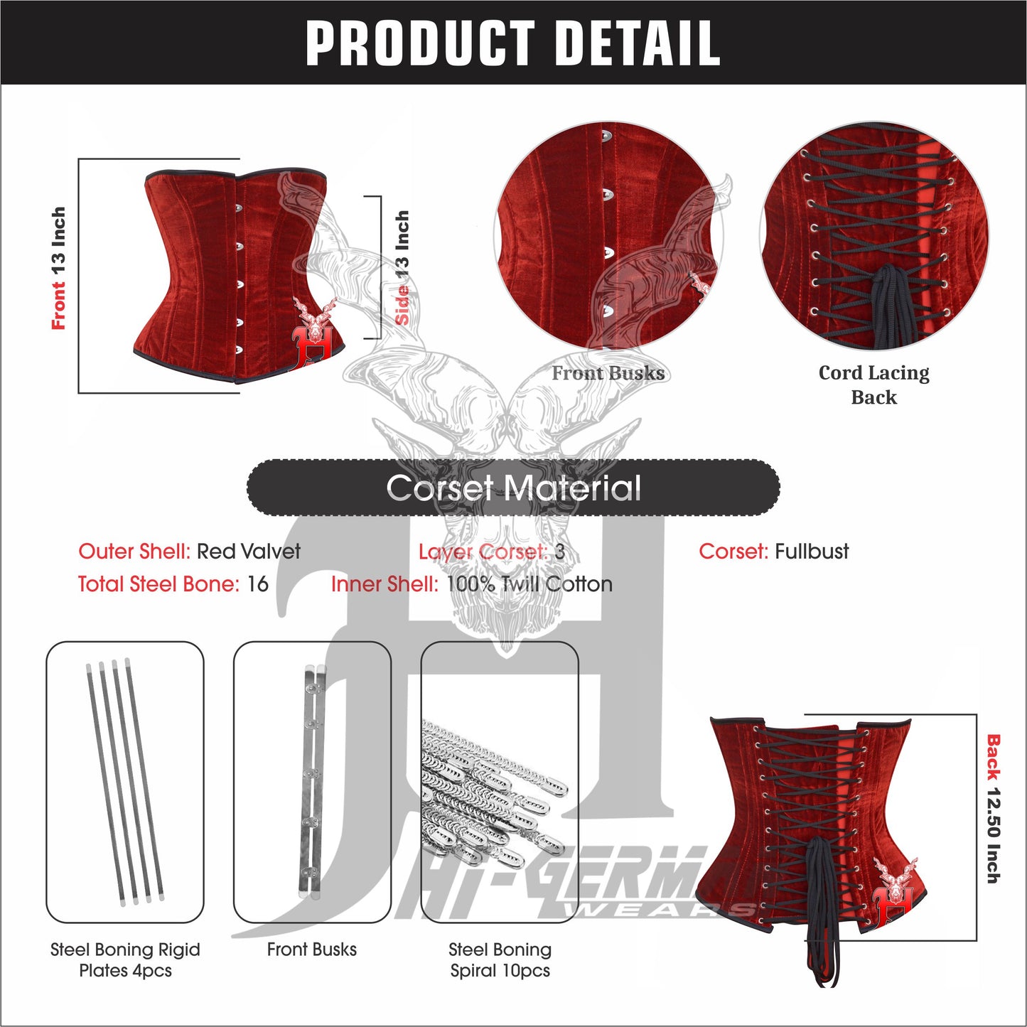 Heavy Duty Steel Boned Half Bust Red Velvet Corset – Extreme Waist Trainer
