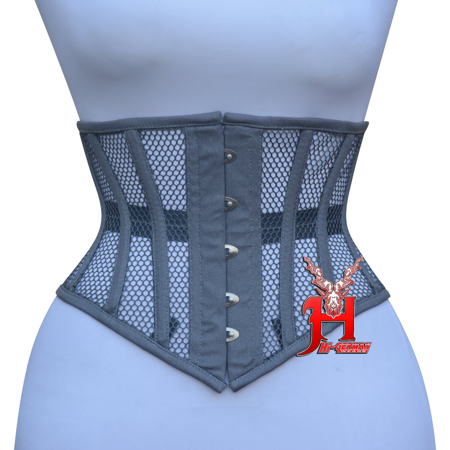 Women’s Underbust Black Cotton Mesh Steel Boned Waist Trainer Corset Unterbrust Korsett Damen