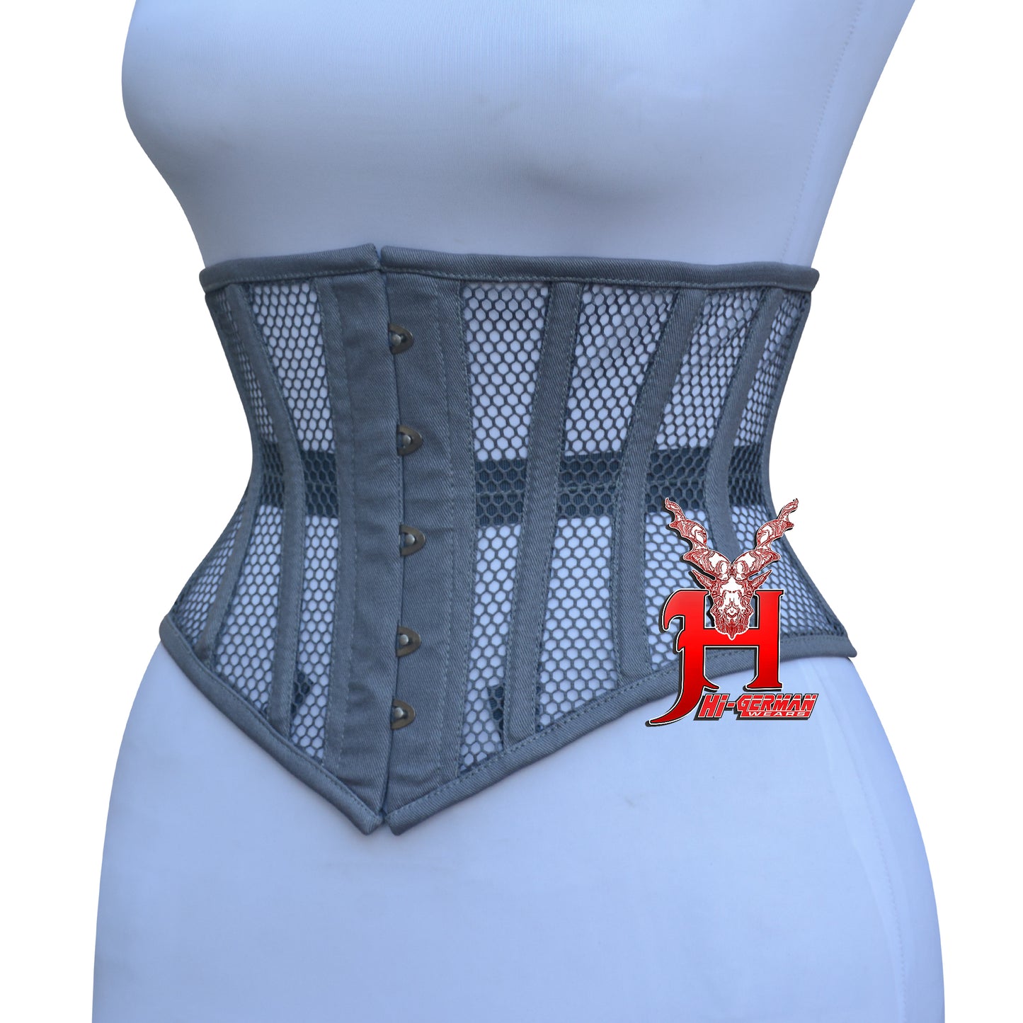 Women’s Underbust Black Cotton Mesh Steel Boned Waist Trainer Corset Unterbrust Korsett Damen