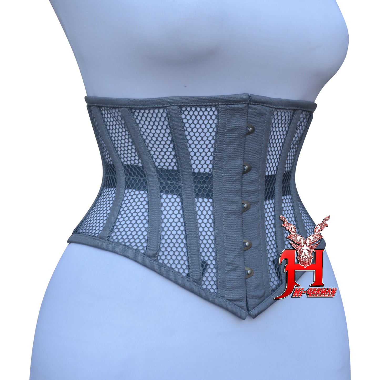 Women’s Underbust Black Cotton Mesh Steel Boned Waist Trainer Corset Unterbrust Korsett Damen