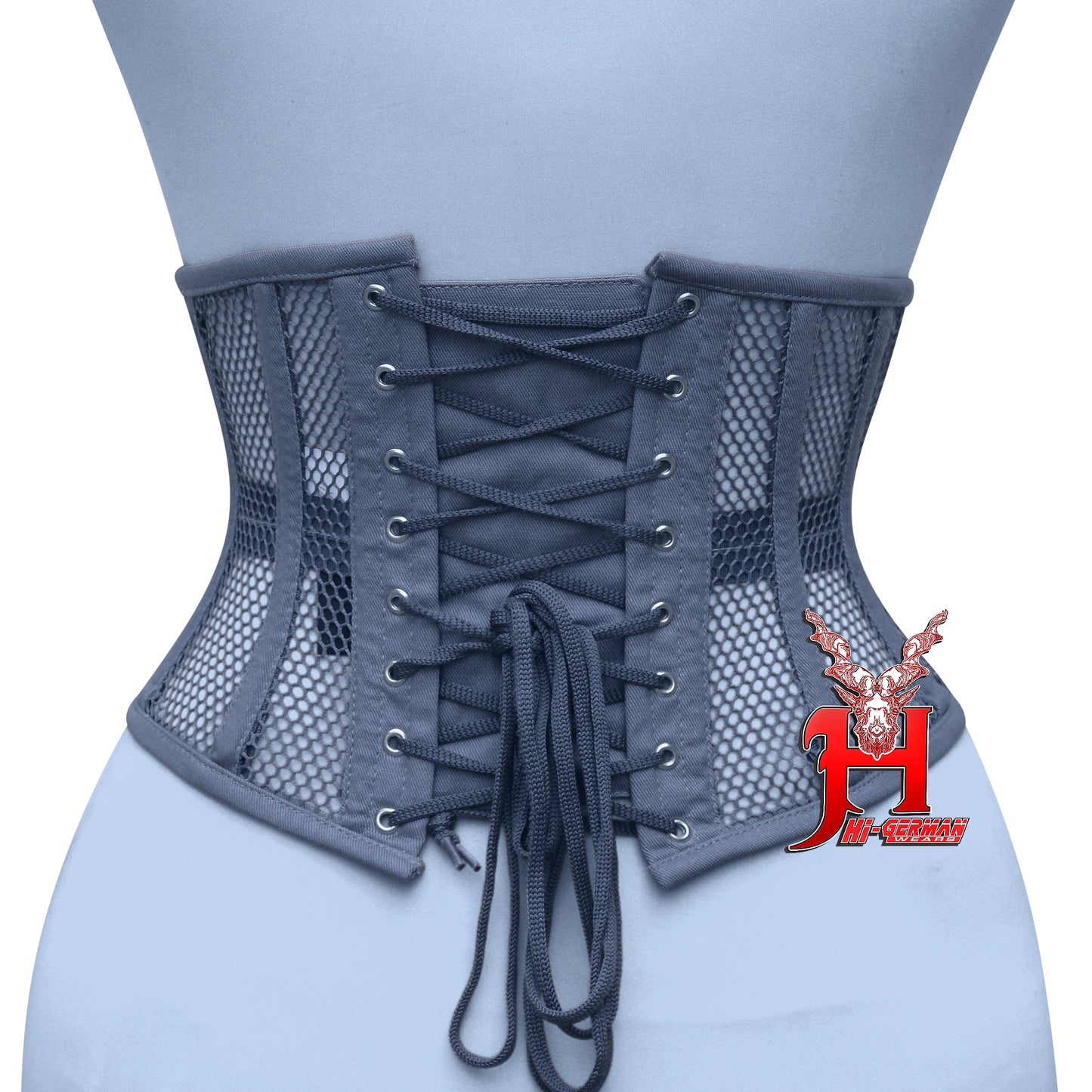 Women’s Underbust Black Cotton Mesh Steel Boned Waist Trainer Corset Unterbrust Korsett Damen
